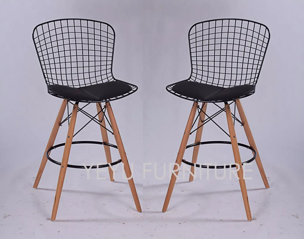 Минималистический современный дизайн стальных проволоки для сидений деревянная нога мягкий счетчик табурет заготовка для проволоки стул современный простой дизайн мебель, барный стул
