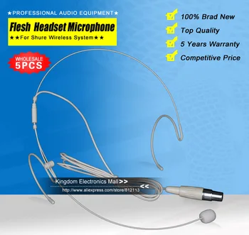 

5PCS/Lot Skin Flesh Invisible 4 Pin Mini XLR TA4F Earset Headset Headworn Microphone Mike Mic For Shure Wireless Bodypack System