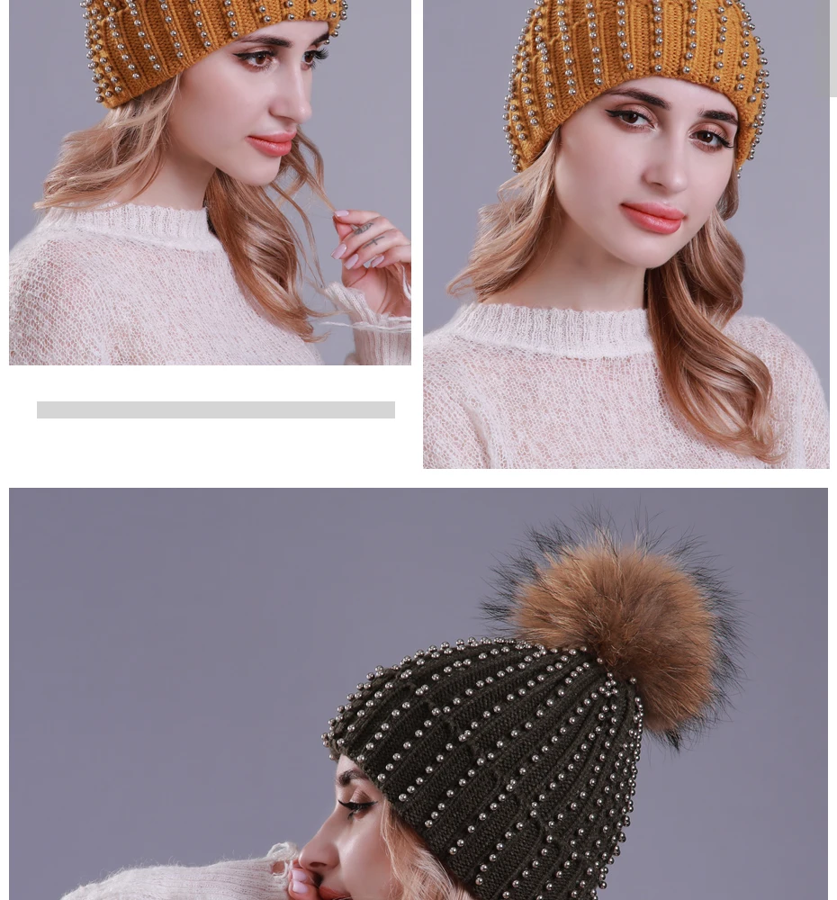 CNTANG модные панк-шляпы для женщин, зимние вязаные теплые шапочки Skullies с помпоном из натурального меха, женские шапки в стиле хип-хоп, крутая шапка