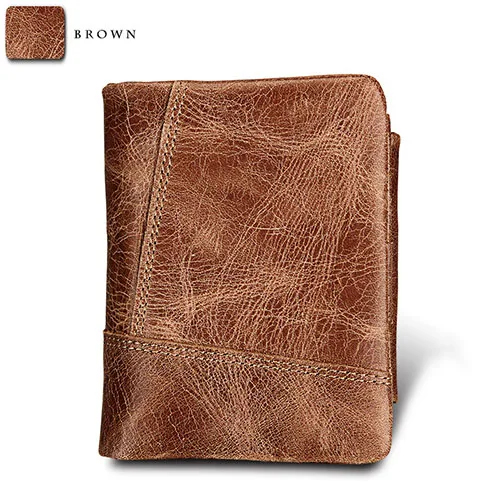 Мужской кошелек из натуральной кожи с тремя сложными карманами - Цвет: Brown