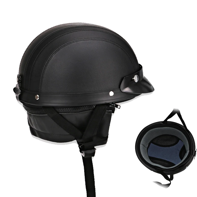 

Military Style Pilot Retro Half Helmet Motorcycle Men Women Leather Vintage 3/4 Open Face Helmet Scooter Bike Moto