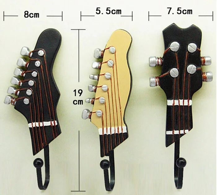 3 шт. полимерный крючок для гитары Крючки для пальто смолы настенные крючки Винтажный стиль Железный крючок