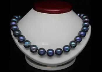 

Beautiful REAL 18" 10-11 MM TAHITIAN BLACK BLUE NATURAL PEARL NECKLACE earring set