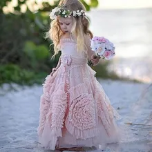 Пышные платья для девочек; розовое платье для причастия для девочек; длинное платье из органзы для девочек; детское вечернее кружевное платье на заказ