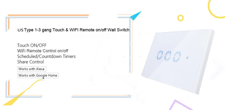 New Ewelink US Type 1 2 3 gang wall light app switch,touch control panel,wifi remote control via smart phone,work with Alexa Google Home and Ewelink app