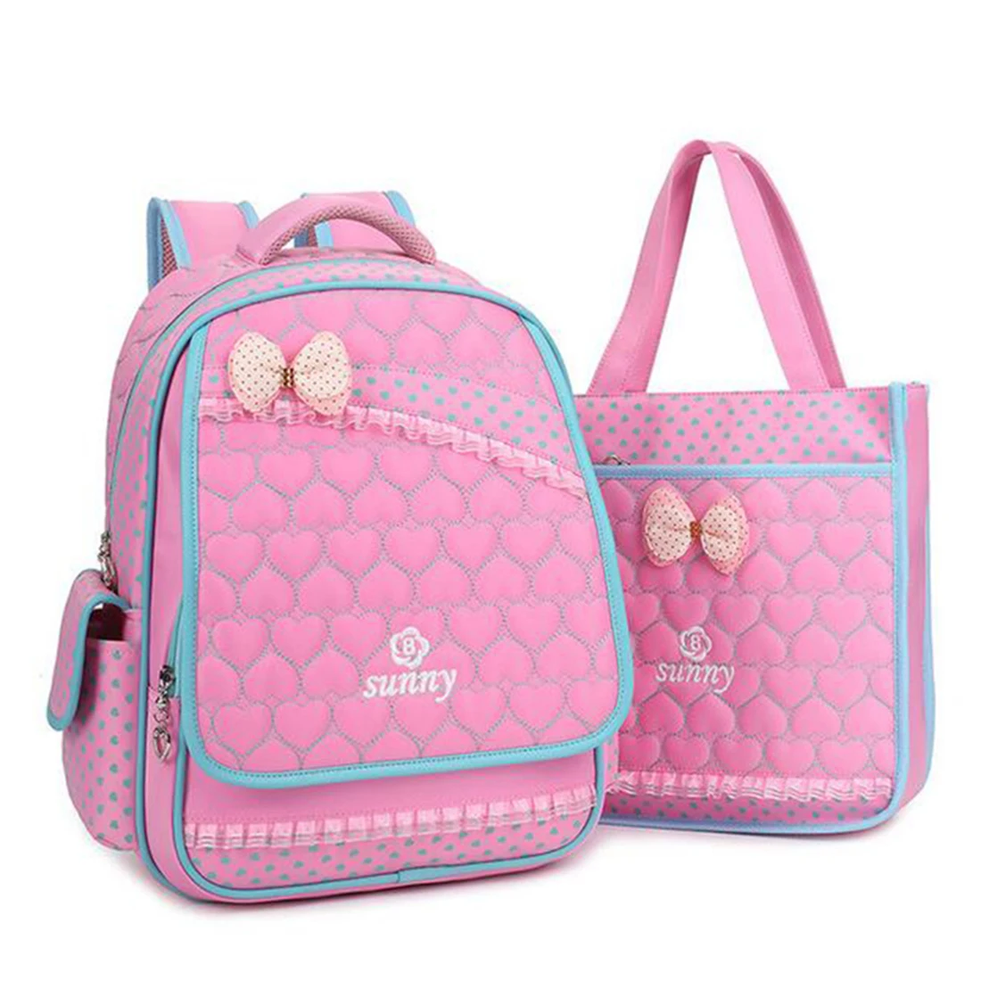 2 pcs/set School Bag Nylon Children School Backpack Princess