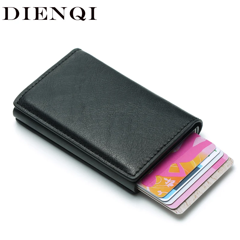 DIENQI Rfid حامل بطاقة الرجال محافظ المال حقيبة الذكور خمر الأسود قصيرة محفظة 2019 الجلدية الصغيرة ضئيلة محافظ البسيطة محافظ رقيقة