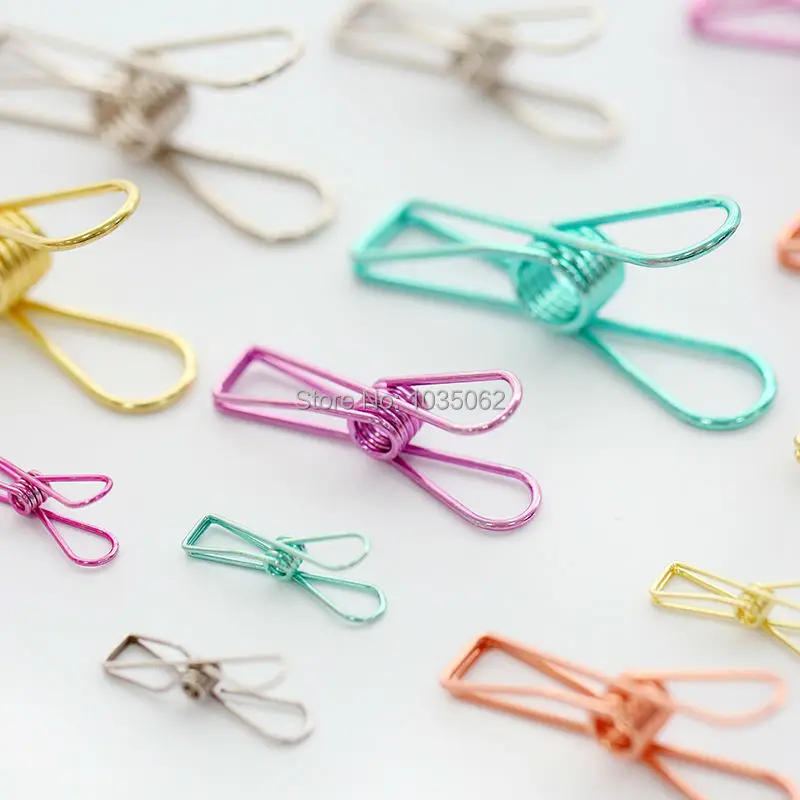 10pcs Simple Retro Hollow Metal Fish Clip For Binder, Colorful Paper Clips,  Smart Clamp Gold/Rose/pink/mint/silver 10pcs 10pcs heat electric floor heating film clips universal useful simple silver metal connection clamps accessories