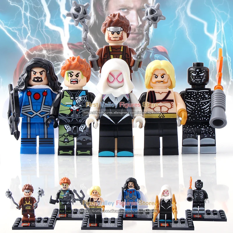 

DR.TONG 60pcs/lot Super Heroes Aquaman Spider-Man Iron Man Thor Captain America Building Blocks Children Bricks Toys SY673
