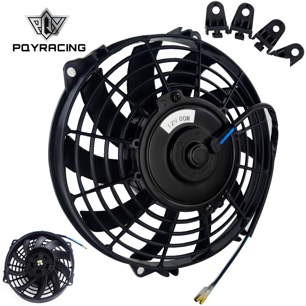 

PQY - 9 Inch Universal 12V 80W Slim Reversible Electric Radiator AUTO FAN Push Pull With mounting kit Type S 9" PQY-FAN9