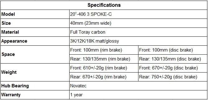 Flash Deal new 20 inch carbon disc brake 3 spokes 406 carbon road wheels 23mm width tri spoke wheels folding bicycle 20" clincher wheelset 1