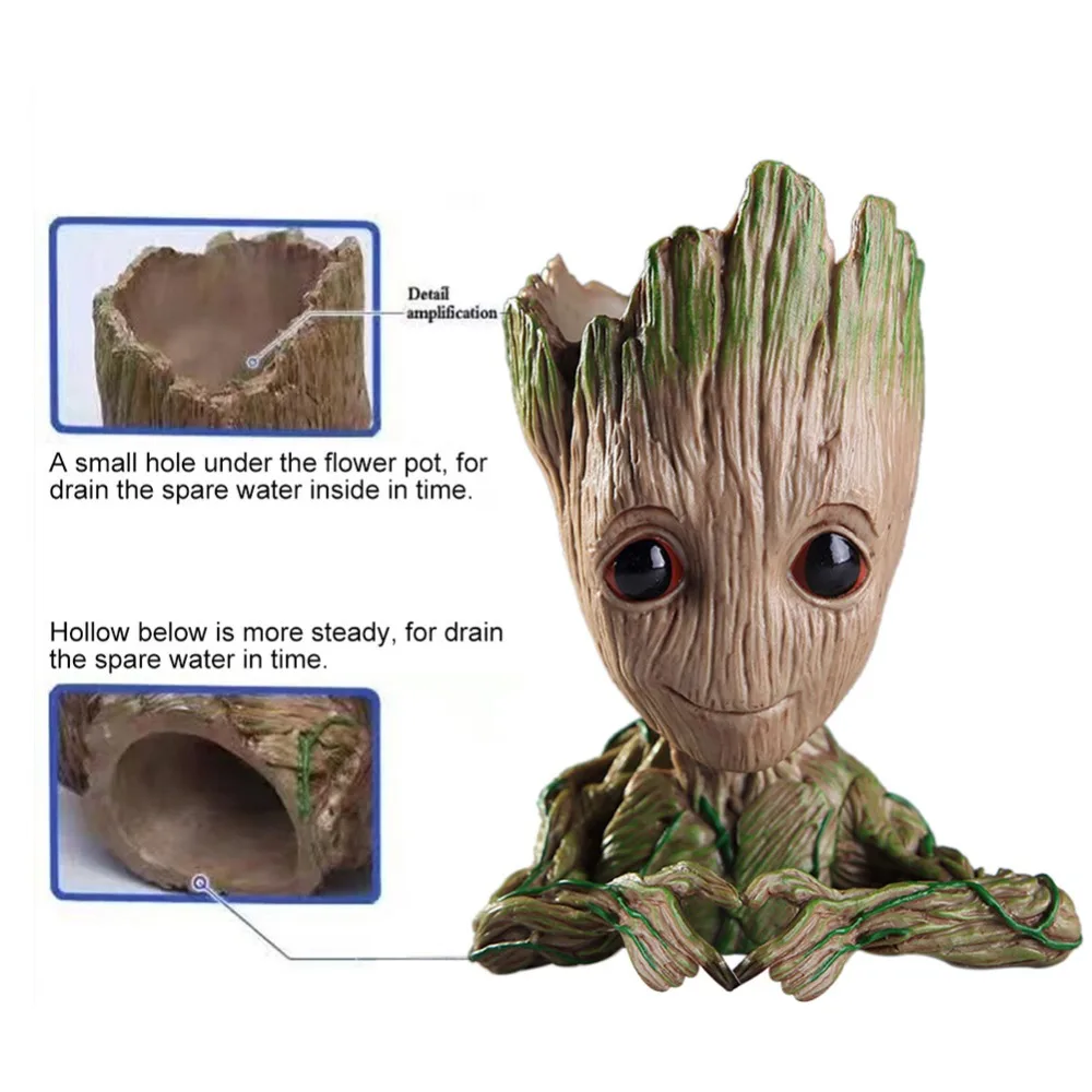 Baby Flowerpot Mini Pen Pot Holder Kids PVC  Flower Pot Planter  Action Figures Guardians Model Toys Tree Man Home Table Decorat