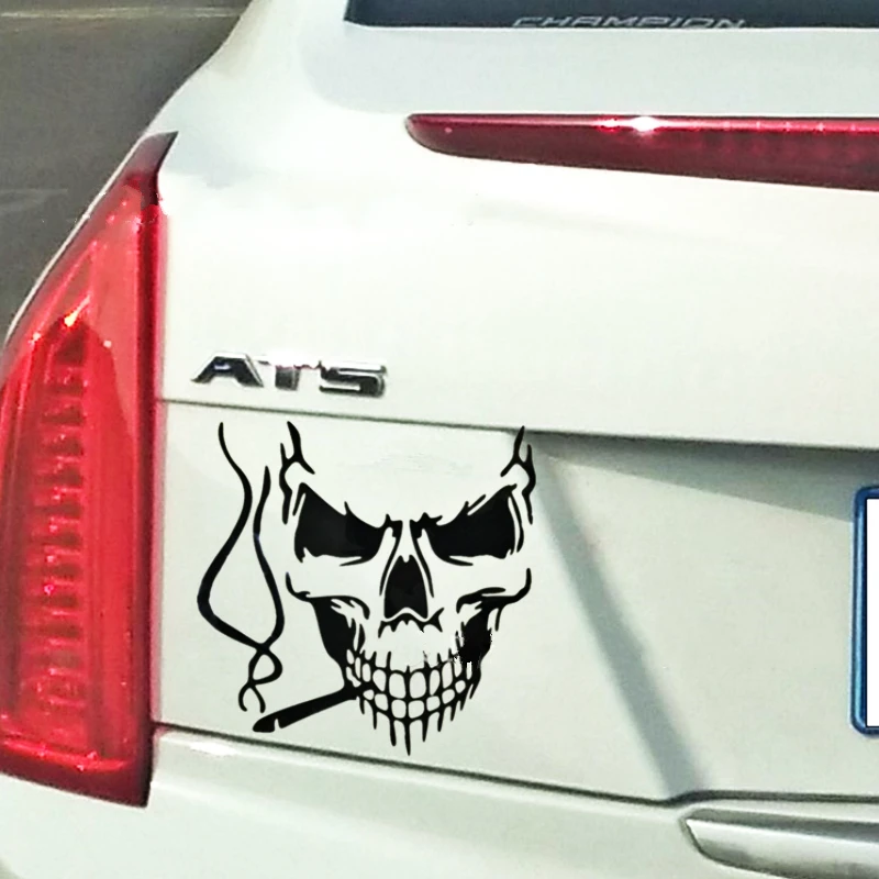 

Volkrays Car Stickers Funny Creative Skull Smoking Decal Accessories for Hyundai Accent I30 I35 Santa Fe Solaris Elantra Parts