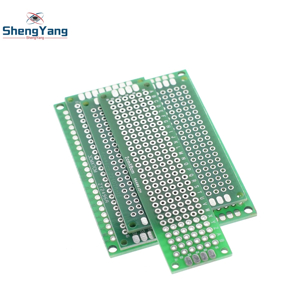 

ShengYang Dropshipping 4pcs 5x7 4x6 3x7 2x8cm double Side Copper prototype pcb Universal Board Fiberglass board for Arduino
