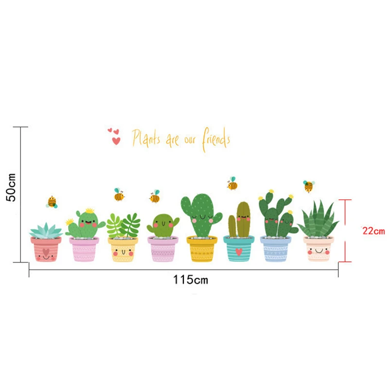 JX-LCLYL DIY Pot Culture Vinyl Wall Sticker Window Decals Pot Flower Cactus Decor
