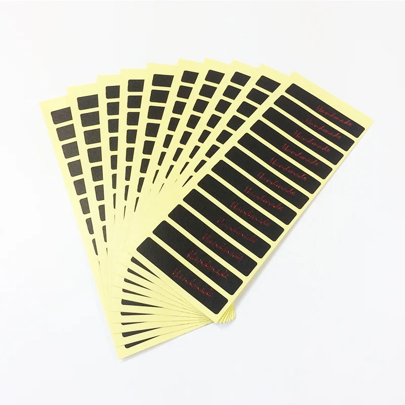 

120 Pcs/lot Handmade Long strip Red word black Kraft Label Sticker DIY For Gift Cake Baking Sealing Scrapbooking Sticker