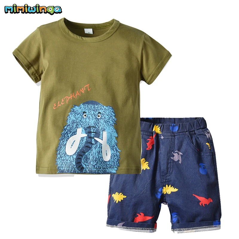 Mimiwinga 2019 Summer Children Boys Clothes Set Cartoon Print T Shirt + Shorts Kids Suit Comfortable Baby |