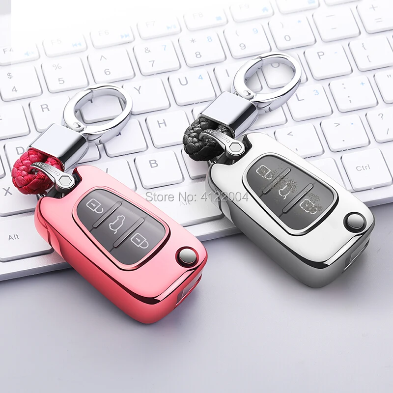 

TPU Car Key Covers Key Case Fob Shell + Keychain For HYUNDAI Solaris VERNA CRETA ELANTRA i30 SONATA ix35 Santa fei TUCSON