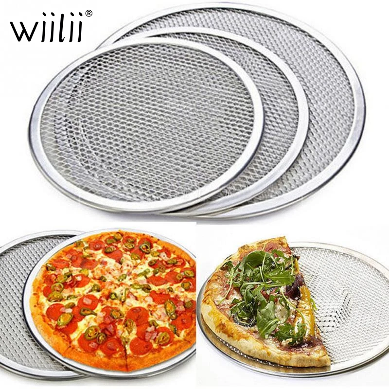 Non-stick Pizza Screen Pan Baking Tray Metal Net In Multi-size Aluminum Pizza Stones For Kitchen Cooking Tools