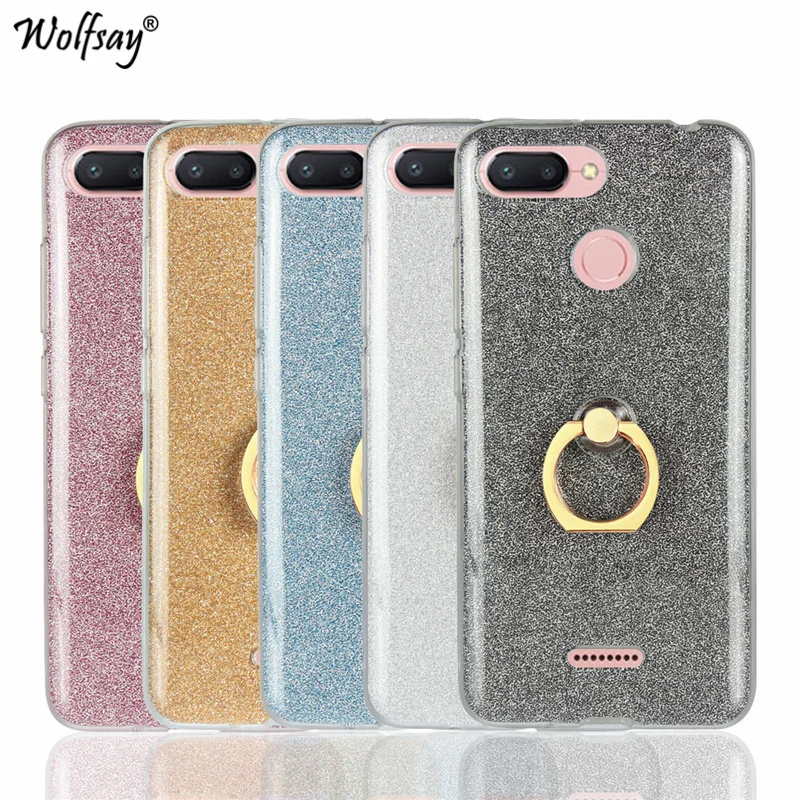 

Luxury Bling Glitter Case Xiaomi Redmi 6 Cover Silicone Soft TPU Ring Holder Phone Case Xiaomi Redmi 6 Capa Xiaomi Redmi 6 Shell
