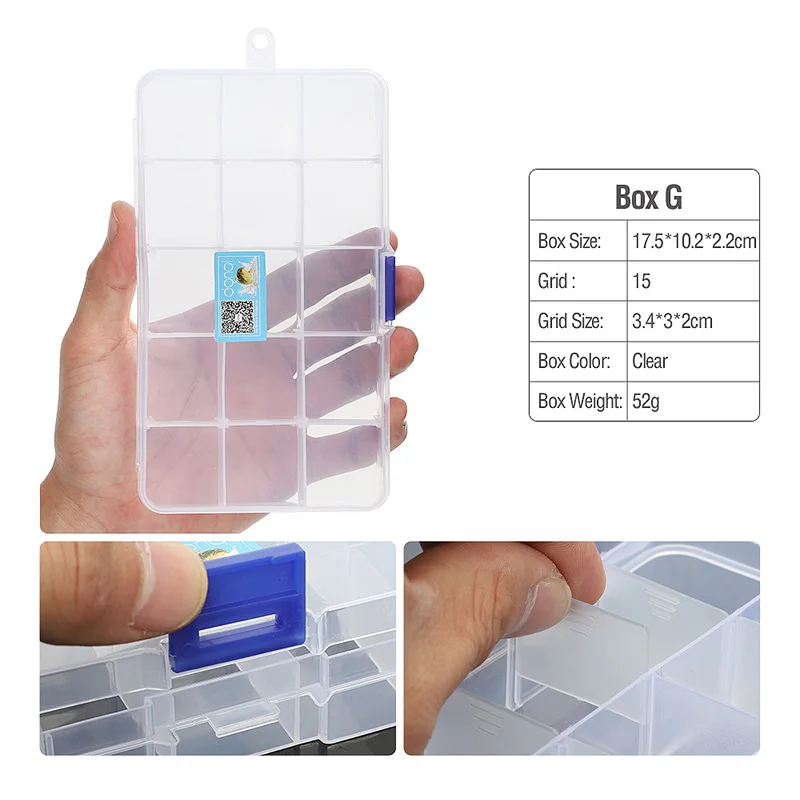 DONQL приманка коробка для рыбалки крючки прозрачный пластиковый ящик для хранения карпа рыболовные снасти аксессуары отсек Коробка - Цвет: BOX G