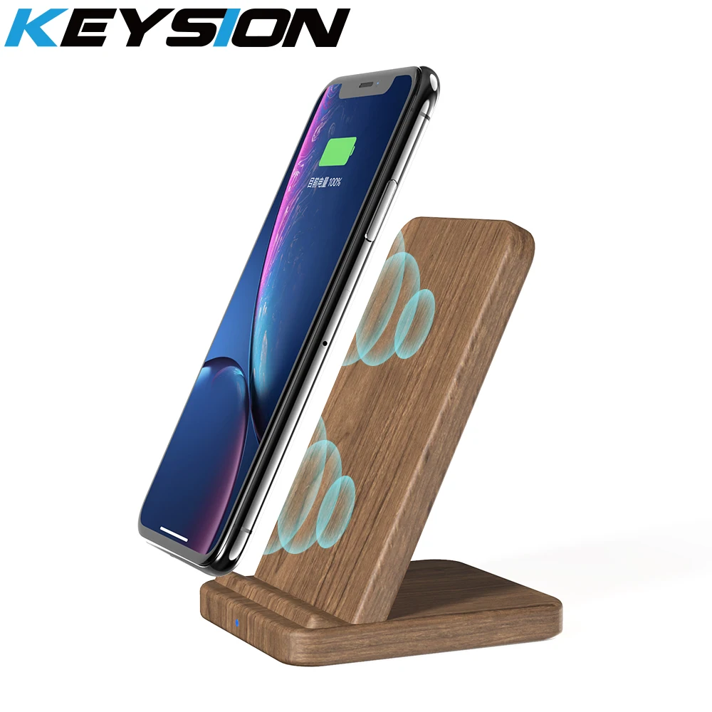 

KEYSION 10W Wooden Qi Wireless Charger for iPhone XR XS Max 8Plus Xiaomi mi 9 fast Wireless Charging Stand for Samsung S10 S9 S8