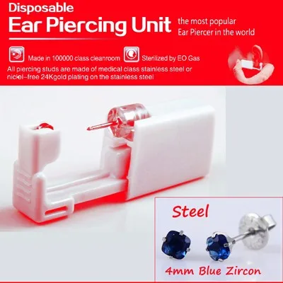 Steel 4mm Square Blue zircon