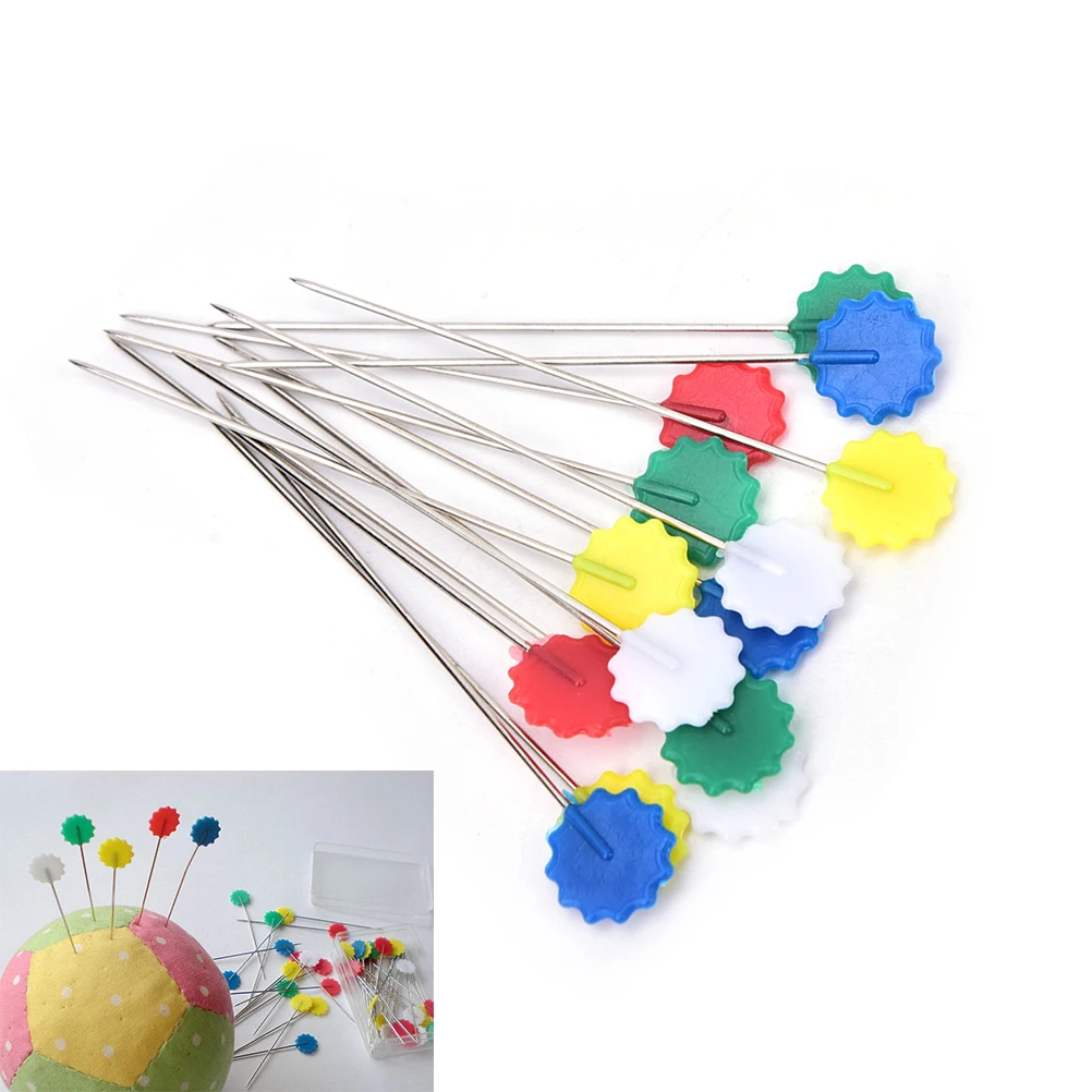 

Patchwork Mixed Colors Pins Flower Button Head Pins With Box Home DIY Arts Crafts Quilting Tool Sewing Accessories 50Pcs/box