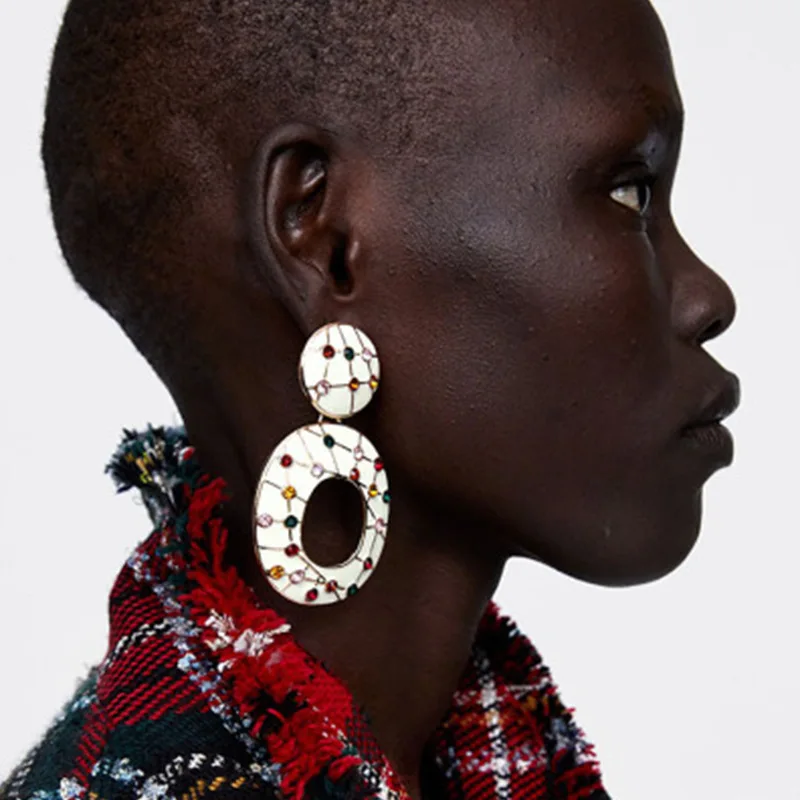 

2019 New Design Big Round Drop Earrings for Women Punk Vintage Oversize Statement Earrings Snake Skin Party Jewelry Oorbellen
