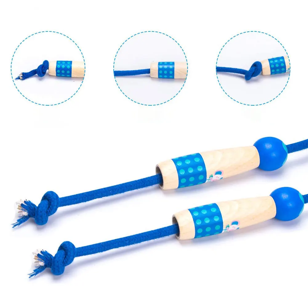 Детские скакалки с деревянной ручкой регулируемые, тканые хлопковые 3 м упражнения школьные игры или Скакалка для активного отдыха