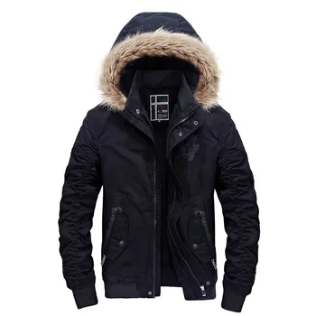 

New Winter Men's Parkas Jacket Designer Fashion Fur Collar Plus Size Fleece Thicken Casual Jacket Coat Men Overcoat M~2XL AF515