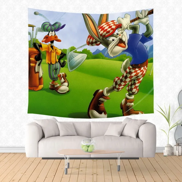 Bugs Bunny Pattern Tapestry Decorative Wall Hanging Carpet Bedding Outlet Door Curtain Textiles