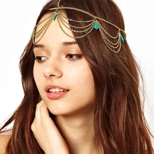 Индийские свадебные аксессуары для волос золотая цепочка