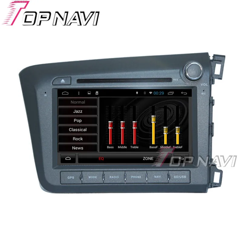 Topnavi " 1024*600 4 ядра 16 г Android 6.0 автомобиль dvd мультимедийный плеер для Honda Civic 2012 Авторадио GPS навигации аудио