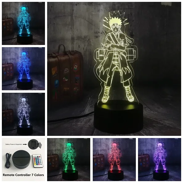 Lustre Наруто Аниме uzumaki 3D ночник настольная лампа многоцветный RGB лампы дома Рождественский подарок-украшение мультфильм дети игрушечные лошадки Лава - Испускаемый цвет: Controller 7 Color