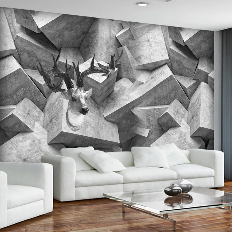 

Custom Nordic Elk 3D Abstract Geometric Art Background Wall Decorative Painting Living Room Sofa TV Backdrop 3D Photo Wallpaper