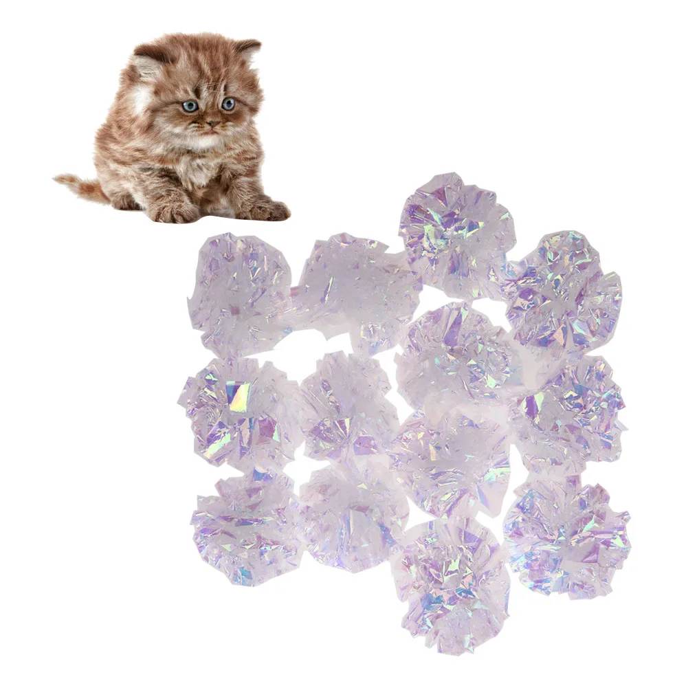 12pcs Colorful Sounding Paper Ball Cat Squeak Toys Playing Grasping Balls Toys font b Pet b