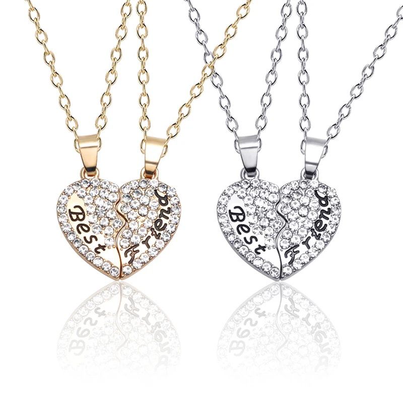 The Latest Models Of Simple Heart-Shaped Good Friends Series Rhinestones Lettering Girls Necklace Jewelry Holiday Gift Selection | Украшения