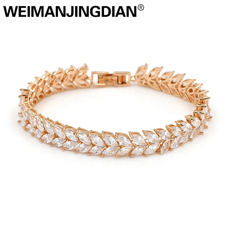 WEIMANJINGDIAN التسلق ماركيز زركون كريستال الزفاف تشيكوسلوفاكيا الزفاف الزركون أساور التنس للنساء مجوهرات هدايا