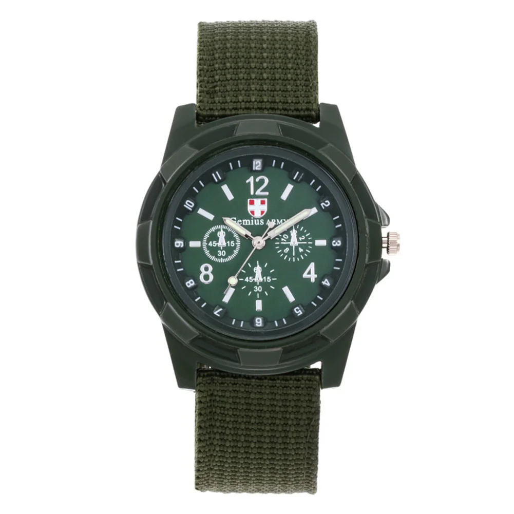 Военные мужские швейцарские армейские спортивные часы Gemius с круглым циферблатом, новые кварцевые нейлоновые наручные часы - Цвет: Зеленый
