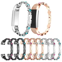 5 colorido de Cristal Pulseira De Metal Para Fit bit Alta HR Substituição Inteligente Pulseira Pulseira de Moda de Luxo Em Aço Inoxidável Relógio Banda