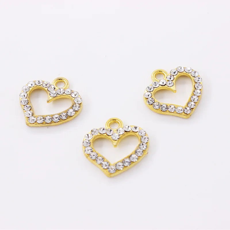 

NCRHGL 10pcs Gold Color hollow Heart Charm Accessories for Making Bracelet Necklace Jewelry Pendant DIY 16x16mm Drop Shipping