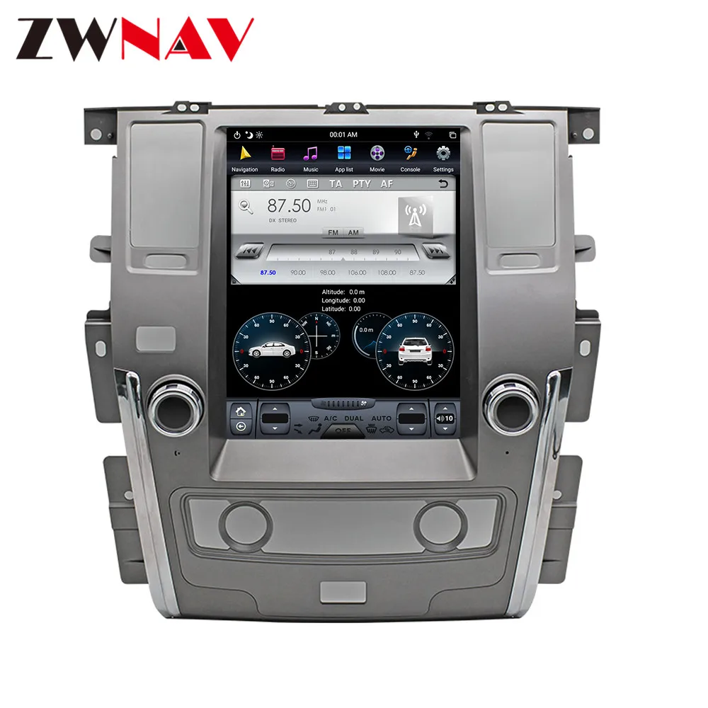 Excellent Android 9 4GB DSP Tesla style PX6 Car GPS Navigation For NISSAN PATROL 2010+ head unit multimedia player autoradio tape recorder 3