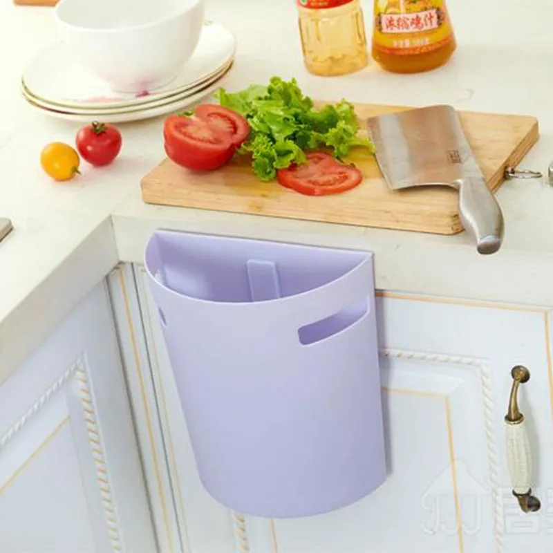 Practical Self adhesive kitchen cupboard drawer door plastic trash bin organizers garbage holder