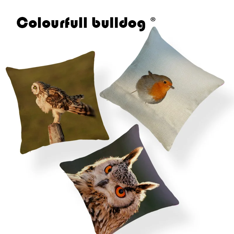 Buy Owl Birds Animal Cushion Cover Eagle Floral Pillow Covers Shabby Chic