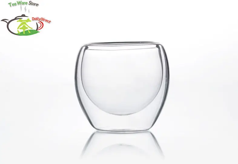 1х прозрачный чайный набор-610 мл термостойкий стеклянный чайник+ 4 х 90 мл чашки с двойными стенками+ 1 х круглая форма чайника грелка