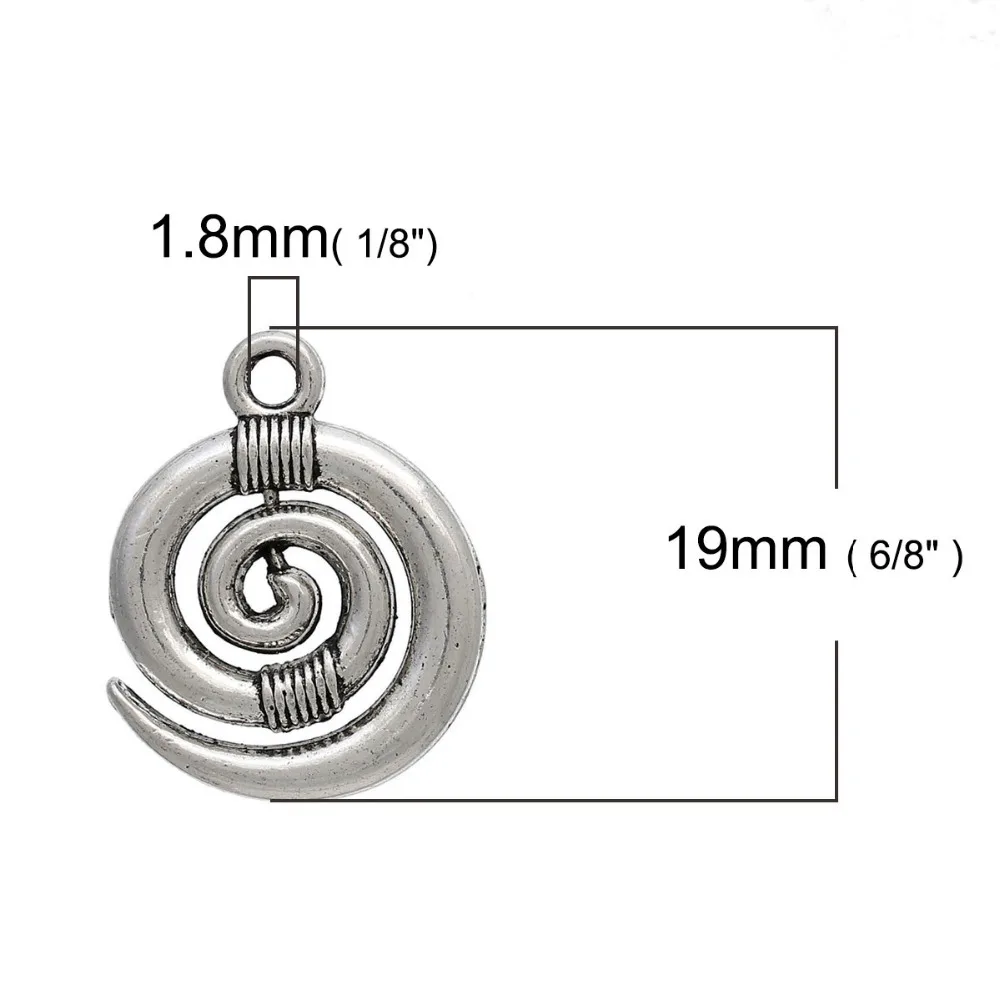

DoreenBeads Zinc Based Alloy Charms Spiral Antique Silver Hollow 19mm( 6/8") x 15mm( 5/8"), 50 PCs
