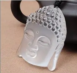 Free shipping Free shipping Natural Clear White Crystal Quartz Buddha Head pendant men fashion jewelry pendant +free rope Unique