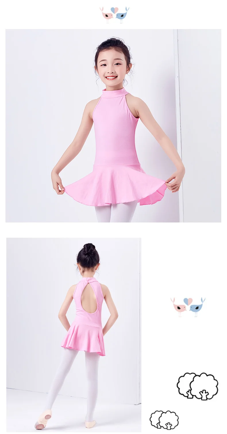 Новое поступление; хлопковое балетное платье с высоким воротником и открытой спиной; детская одежда; Леотард для гимнастики и танцев; балерина для девочек