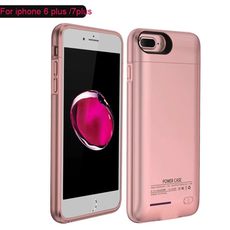 Чехол для аккумулятора для iPhone 6 6s 7 Plus, внешний аккумулятор, чехол для зарядки для iPhone 6 s 6s, чехол для зарядного устройства, встроенный металлический лист - Цвет: rose gold for 7 plus